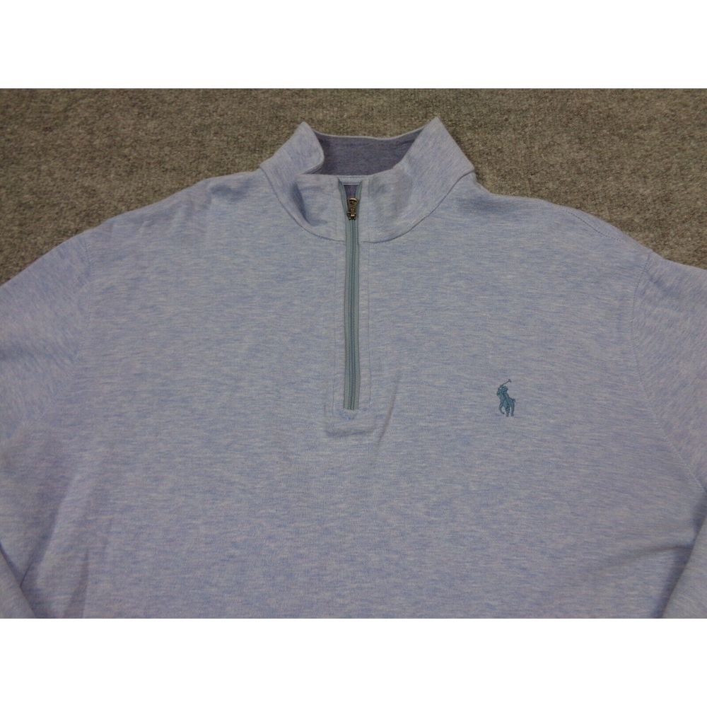 Polo Ralph Lauren Sweatshirt Mens M Blue Fleece 1/4 Zip  Pullover Lightweight